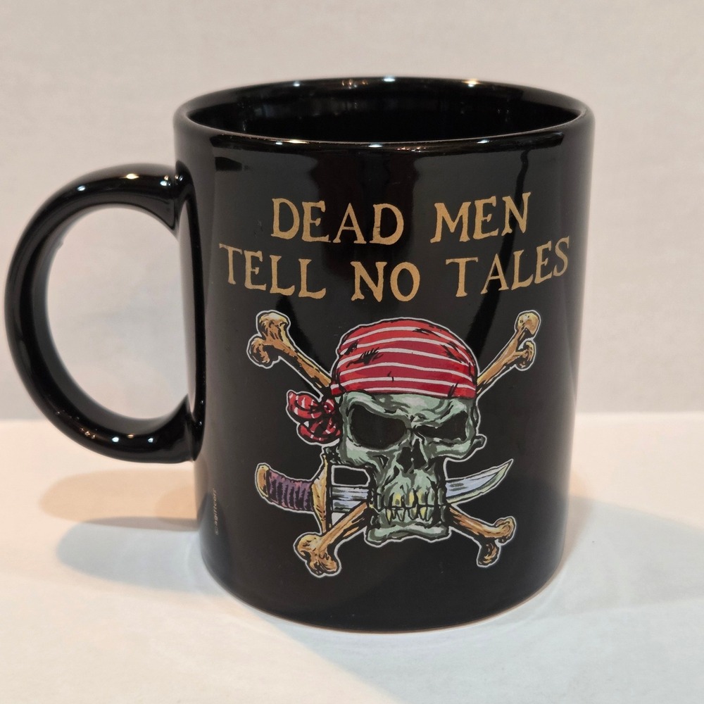 Agiftcorp Dead Men Tell No Tales Pirate Skull Crossbones Black Ceramic Mug